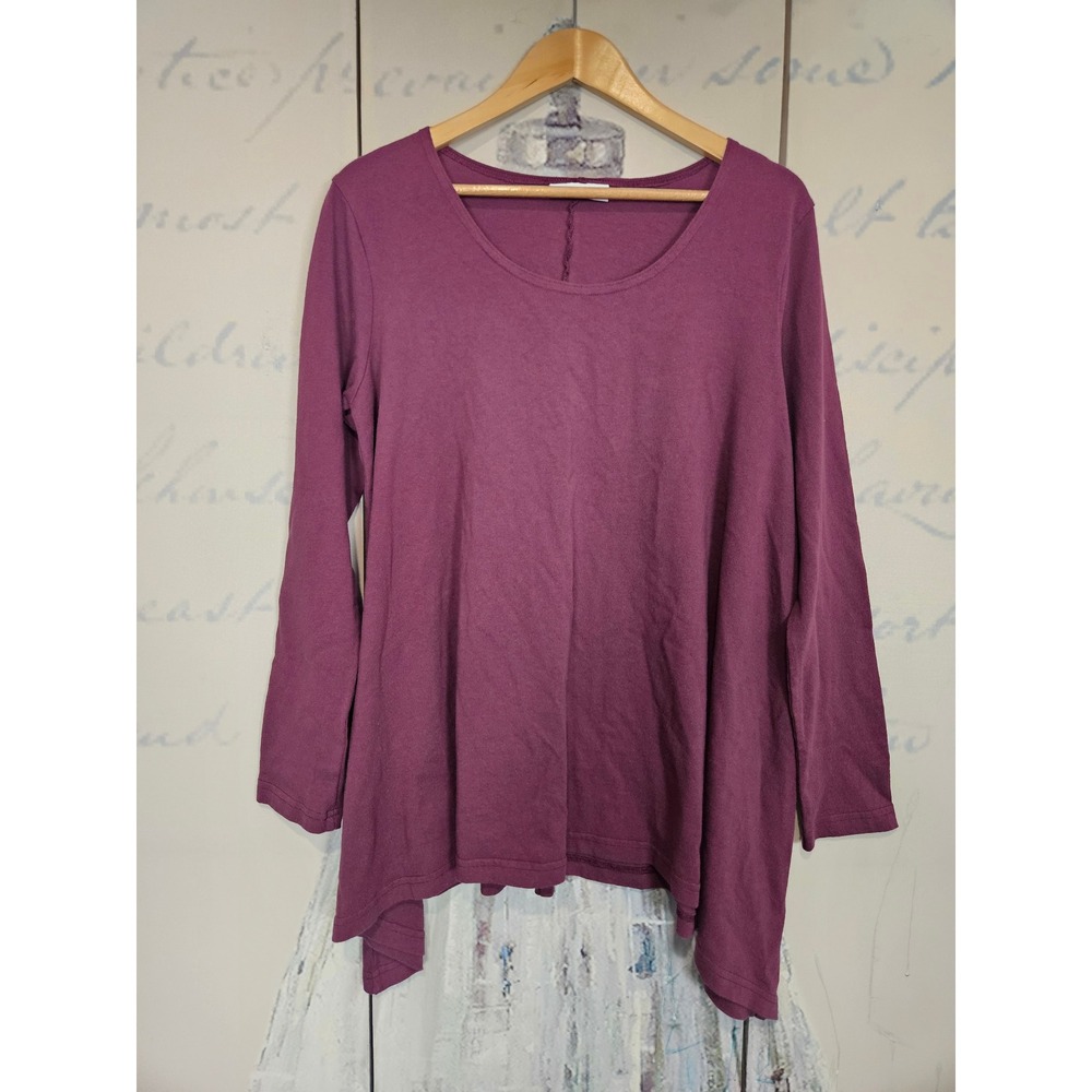 Bryn Walker Tunic Top Small Plum Purple Cotton Long Sleeve Lagenlook Sharkbite